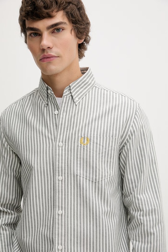 Fred Perry koszula bawełniana zielony M6574.X89