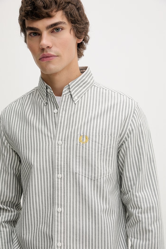 Fred Perry koszula bawełniana zielony M6574.X89