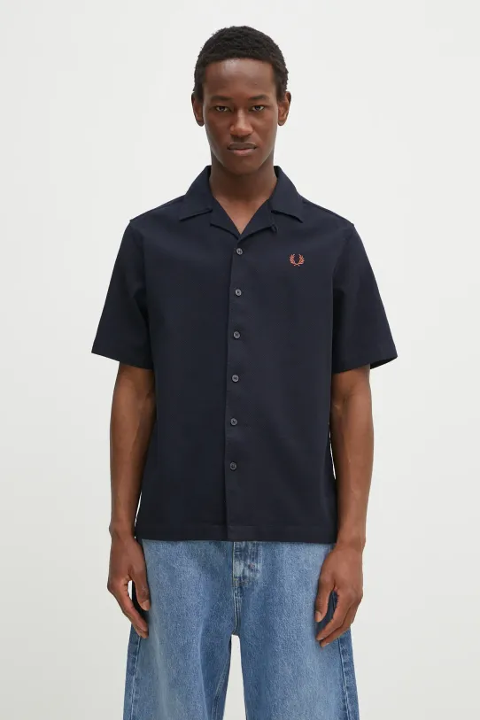 Fred Perry koszula bawełniana gładkie granatowy M7774.248