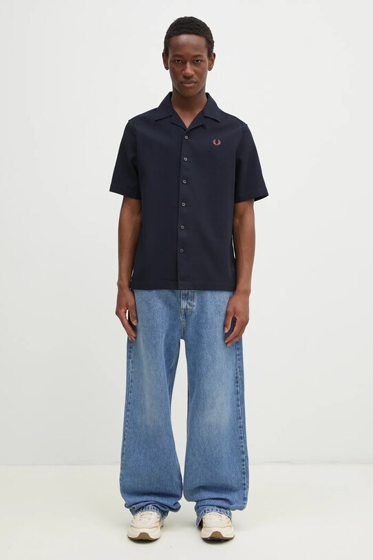 Βαμβακερό πουκάμισο Fred Perry M7774.248 σκούρο μπλε