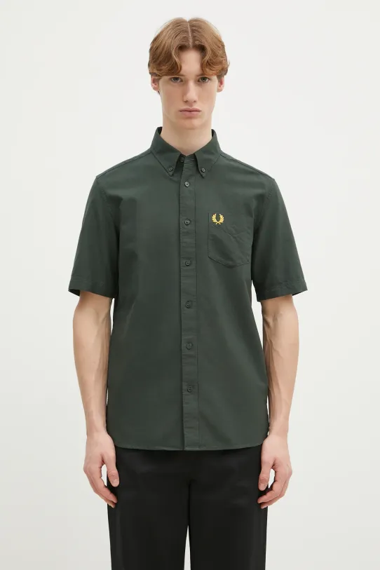 Fred Perry koszula bawełniana regular zielony M8730.X89