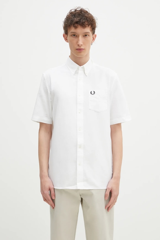 Fred Perry koszula bawełniana bawełna biały M8730.100