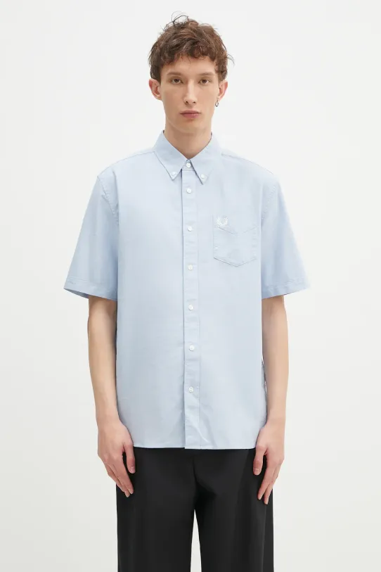 Хлопковая рубашка Fred Perry гладкий голубой M8730.146
