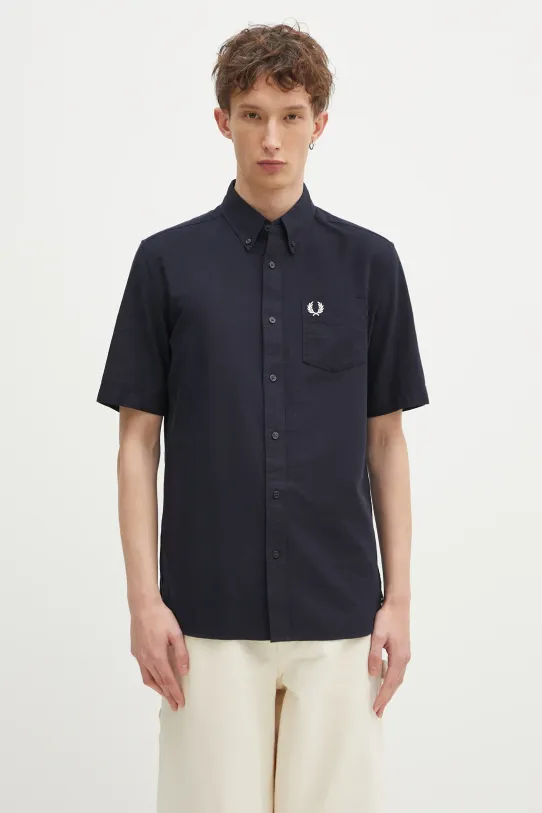 Βαμβακερό πουκάμισο Fred Perry κανονικό σκούρο μπλε M8730.608