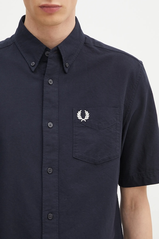 Βαμβακερό πουκάμισο Fred Perry σκούρο μπλε M8730.608
