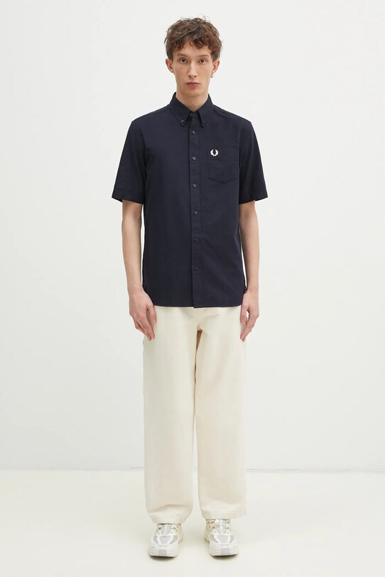Βαμβακερό πουκάμισο Fred Perry M8730.608 σκούρο μπλε