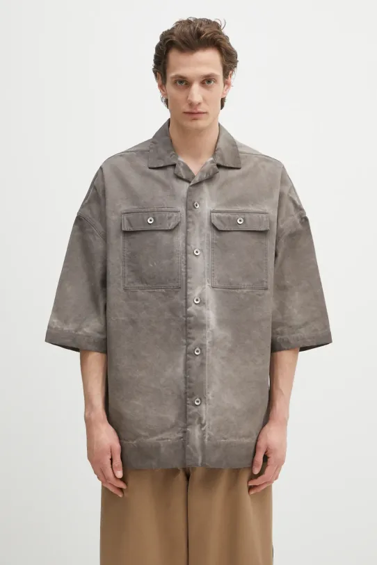 Хлопковая рубашка Rick Owens DRKSHDW Magnum Tommy гладкий серый DU01E3290.CVS