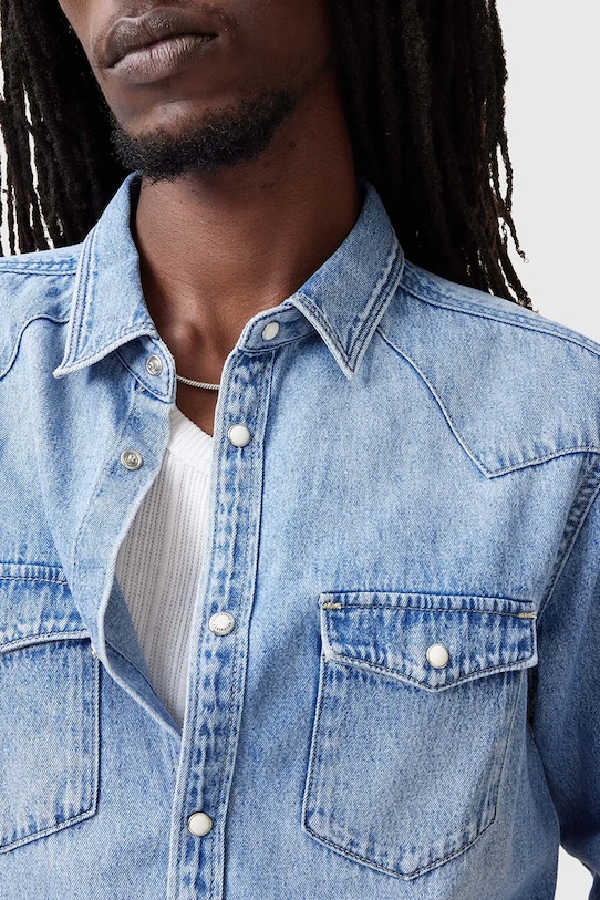 AllSaints koszula jeansowa MACGOWAN M050SC niebieski SS25