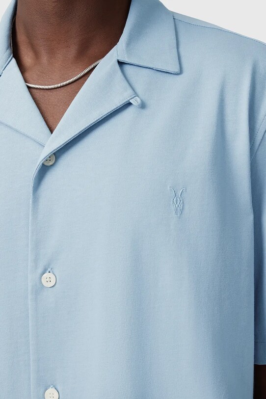 Хлопковая рубашка AllSaints HUDSON M081SA голубой SS25