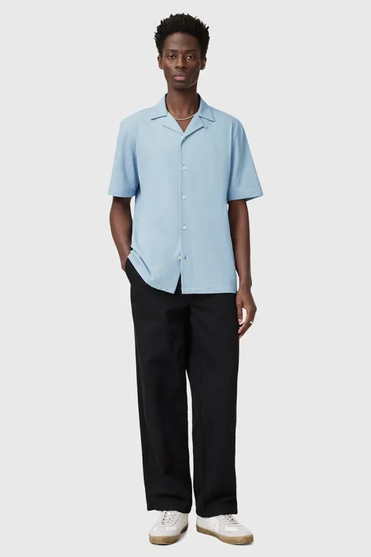 AllSaints camasa din bumbac HUDSON M081SA albastru