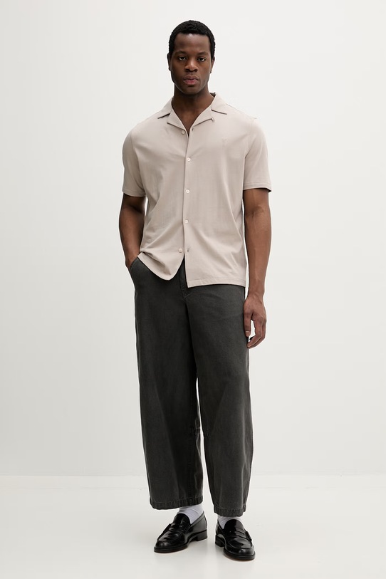AllSaints koszula bawełniana HUDSON M081SA beżowy SS26