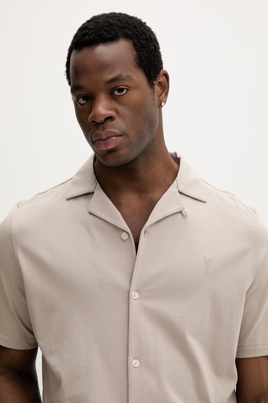 AllSaints koszula bawełniana HUDSON beżowy M081SA