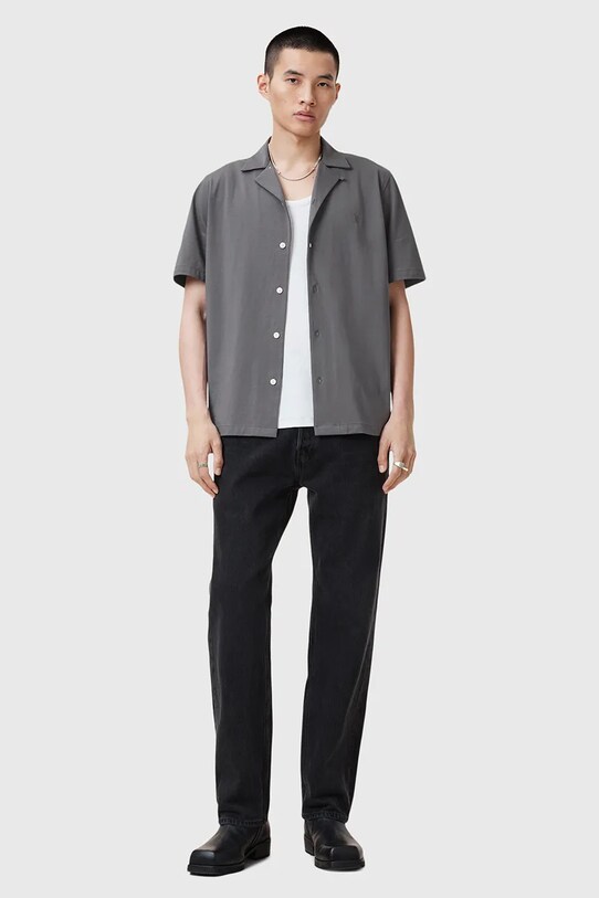 Бавовняна сорочка AllSaints HUDSON M081SA сірий