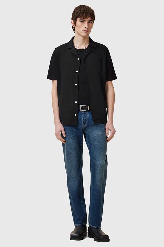Бавовняна сорочка AllSaints HUDSON M081SA чорний