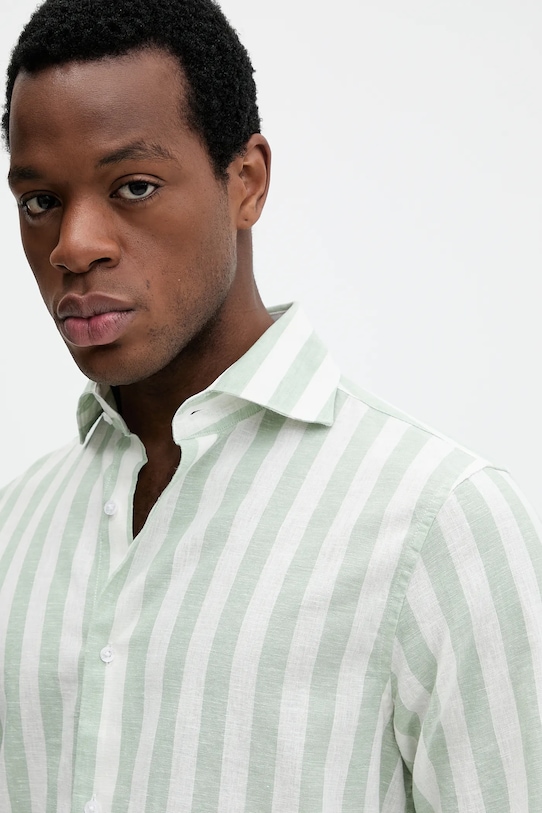 Marciano Guess camicia di lino BILL turchese 5GHH20.4461Z