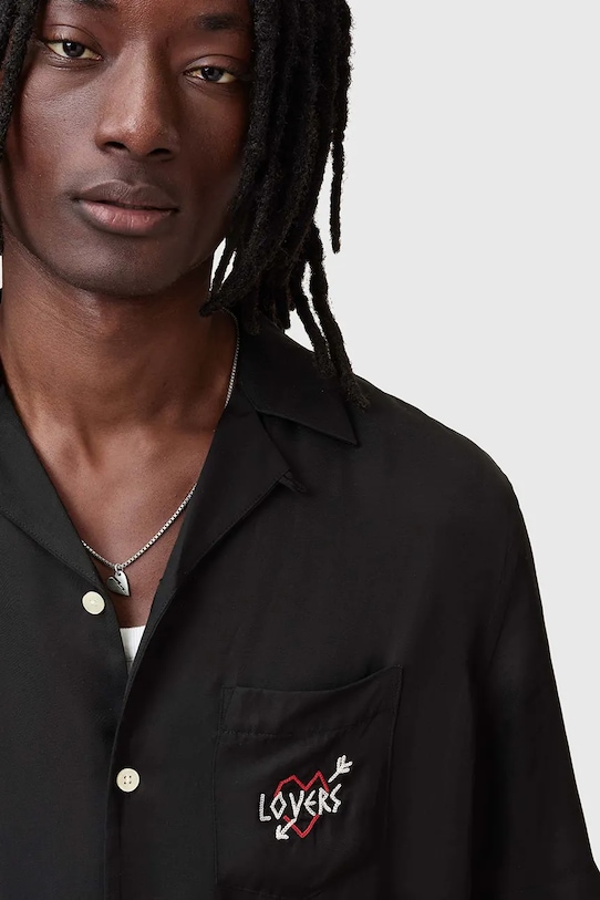 AllSaints camasa LOVERS M008SC negru SS25
