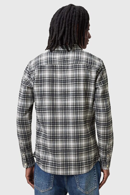 AllSaints camasa din bumbac GRATTON M021SC gri