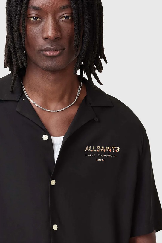 Ρούχα Πουκάμισο AllSaints UNDRGNDBOWA M034SC μαύρο