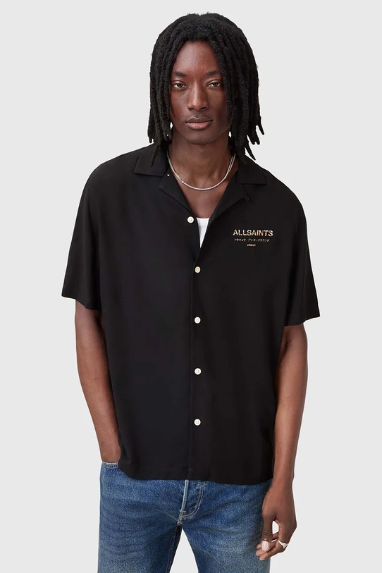 Πουκάμισο AllSaints UNDRGNDBOWA μαύρο M034SC