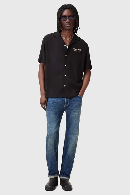 Πουκάμισο AllSaints UNDRGNDBOWA M034SC μαύρο