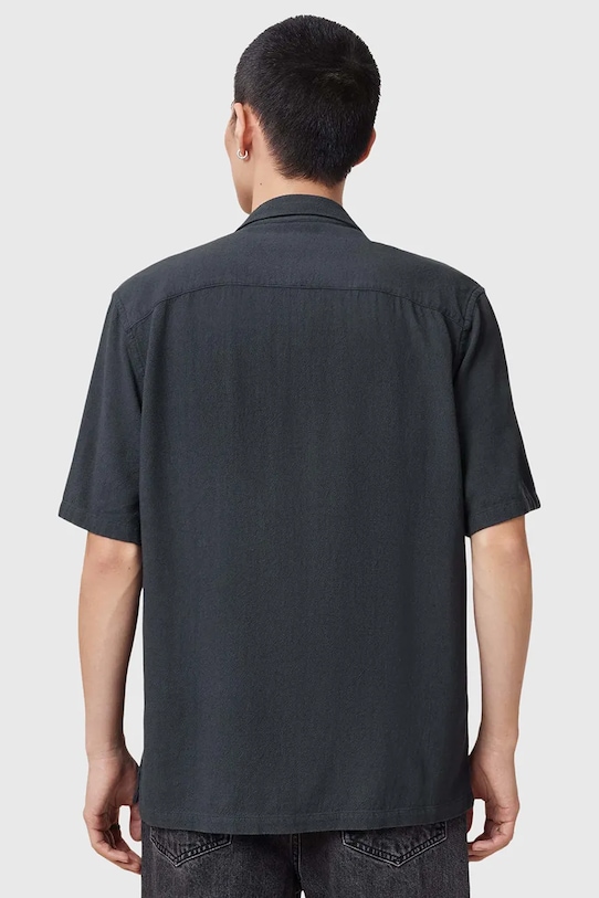 Ρούχα Πουκάμισο με μείγμα από λινό AllSaints CUDI M052SC σκούρο μπλε