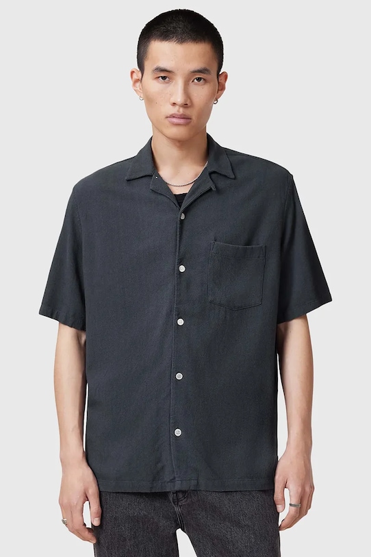 AllSaints camasa din amestec de in CUDI albastru M052SC