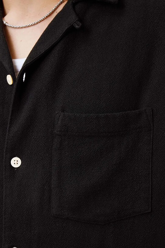 Сорочка з домішкою льону AllSaints CUDI M052SC чорний SS25