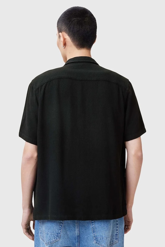 Odzież AllSaints koszula z domieszką lnu CUDI M052SC czarny