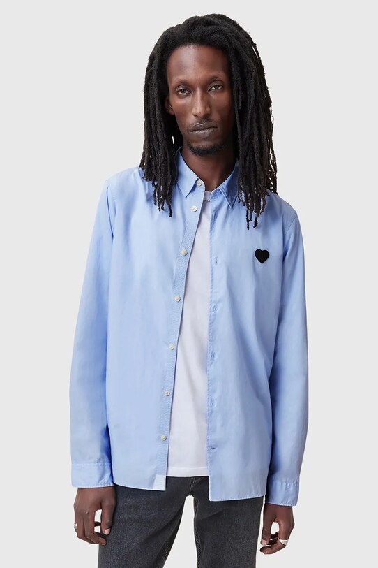 AllSaints camasa din bumbac AMANTE M122SC albastru