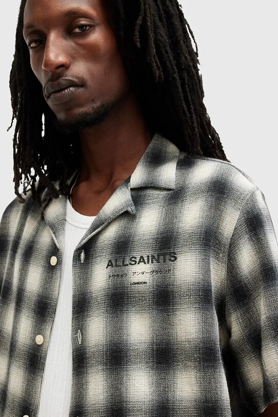 Bavlnená košeľa AllSaints UNDRGRND M163SB biela SS25