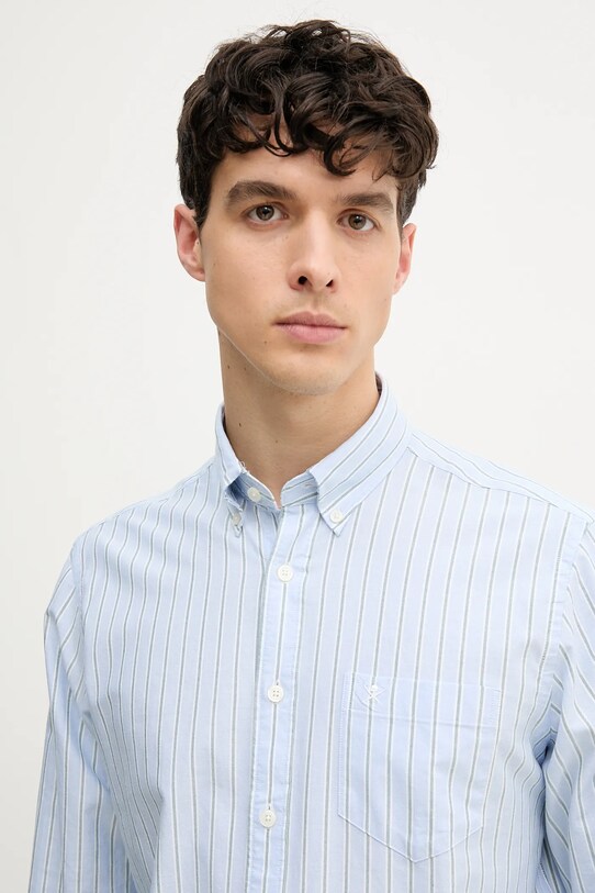 Бавовняна сорочка Hackett London блакитний HM3010276