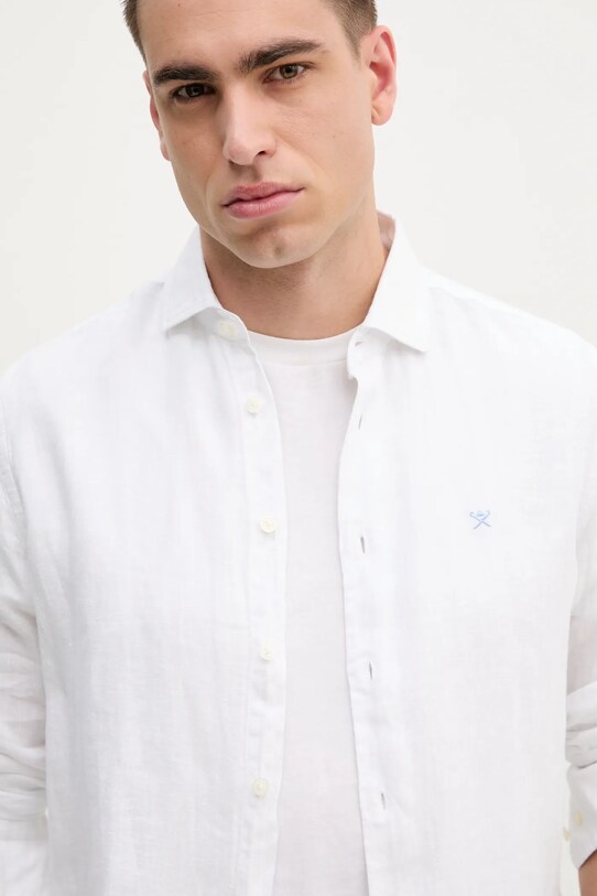 Hackett London camicia di lino bianco HM3010266