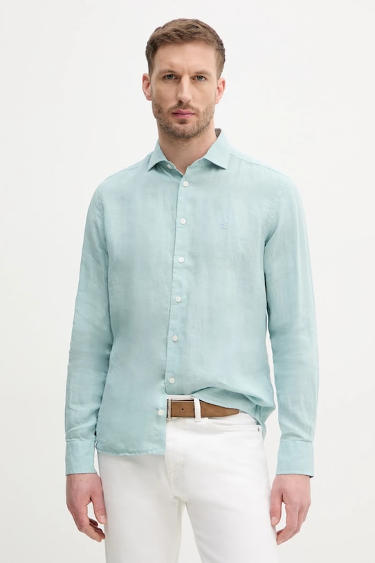 Lanena košulja Hackett London casual tirkizna HM3010266
