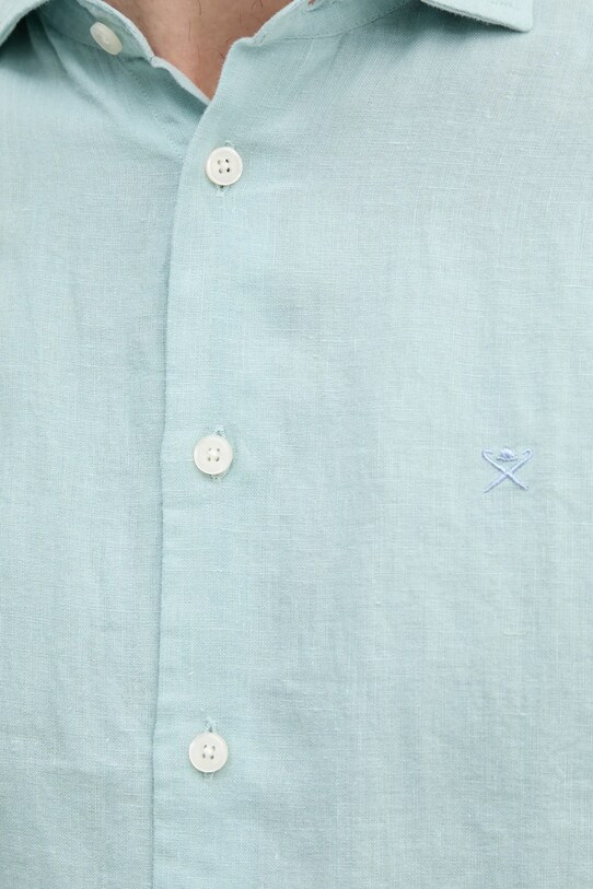Lanena košulja Hackett London HM3010266 tirkizna