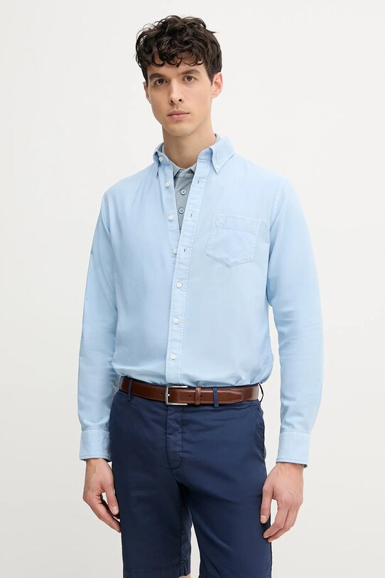 Hackett London cămașă din bumbac lung albastru HM3010217