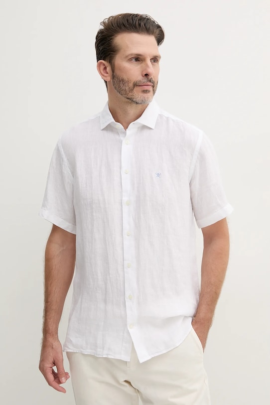 Сорочка з льону Hackett London casual білий HM3010245