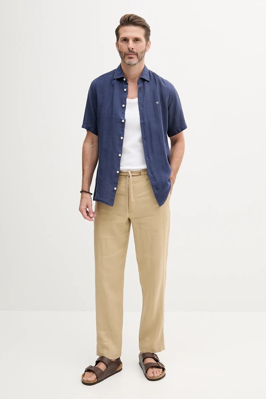 Hackett London koszula lniana HM3010245 granatowy SS25