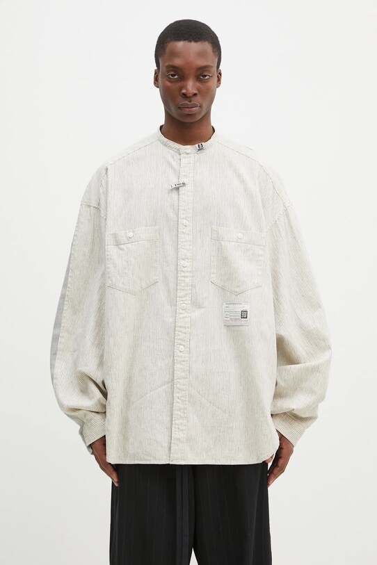 Oboustranná košile s příměsí lnu Maison MIHARA YASUHIRO Both Fronts L/S Shirts A14SH081 šedá SS25