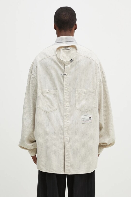 Oboustranná košile s příměsí lnu Maison MIHARA YASUHIRO Both Fronts L/S Shirts šedá A14SH081