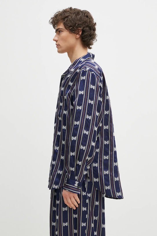 Рубашка Needles One-Up - Papillon Stripe QV106 тёмно-синий SS25