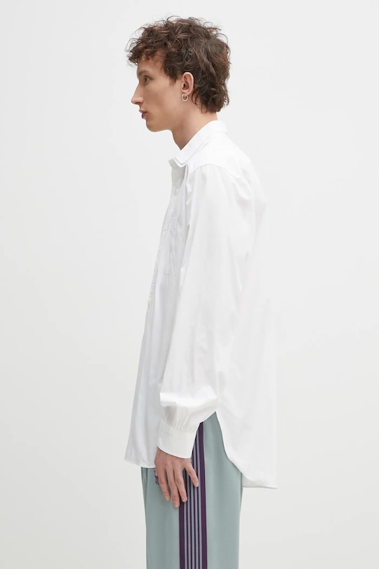 Bavlnená košeľa Needles Double Round Collar EDW QV294 biela SS25