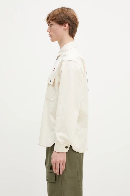 Βαμβακερό πουκάμισο Human Made Zip-Up Work Shirt HM29SH002 μπεζ SS25