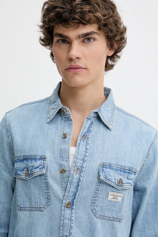 Bavlnená košeľa Guess Jeans modrá M5GH56.D5M82
