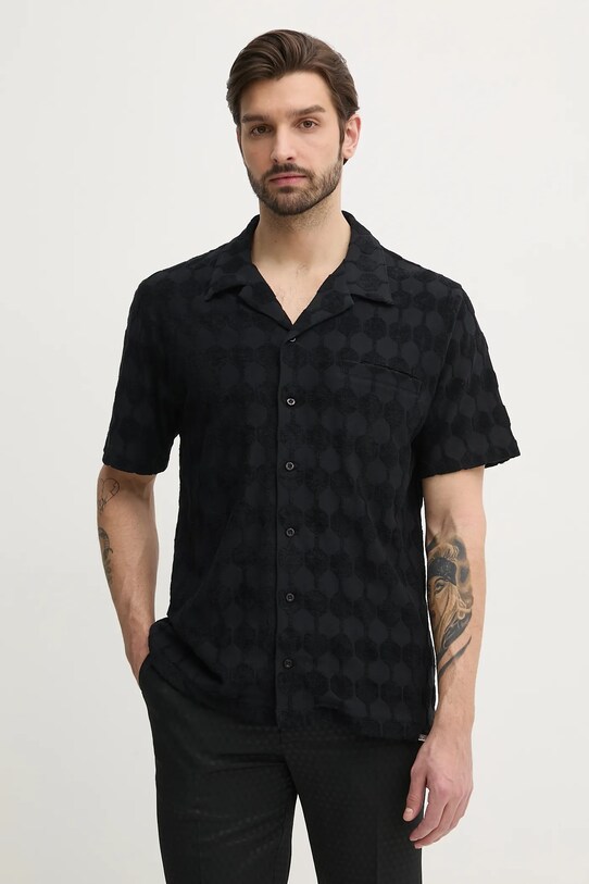 BALR. camasa din bumbac scurt negru B1132.1014