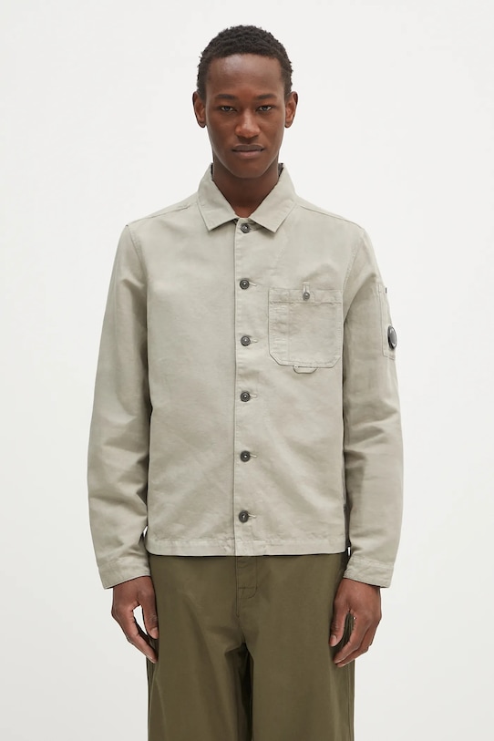 Πουκάμισο με μείγμα από λινό C.P. Company μακρύ πράσινο 18CMOS102A006273G