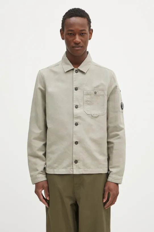 C.P. Company linen blend shirt classic green 18CMOS102A006273G