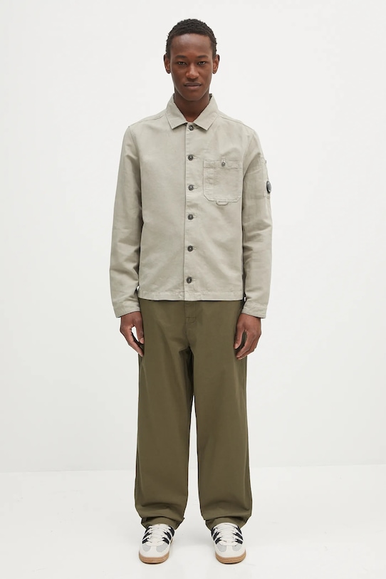 Πουκάμισο με μείγμα από λινό C.P. Company 18CMOS102A006273G πράσινο