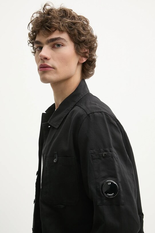 C.P. Company linen blend shirt black 18CMOS102A006273G