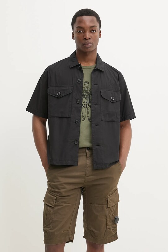 C.P. Company camicia in cotone corta nero 18CMSH236A005328G