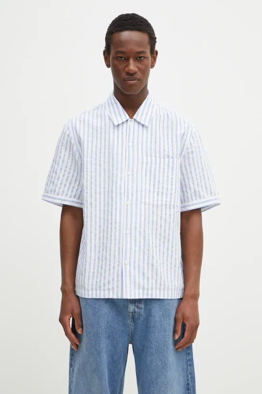 Хлопковая рубашка Axel Arigato Lido Striped Shirt casual голубой A2908001